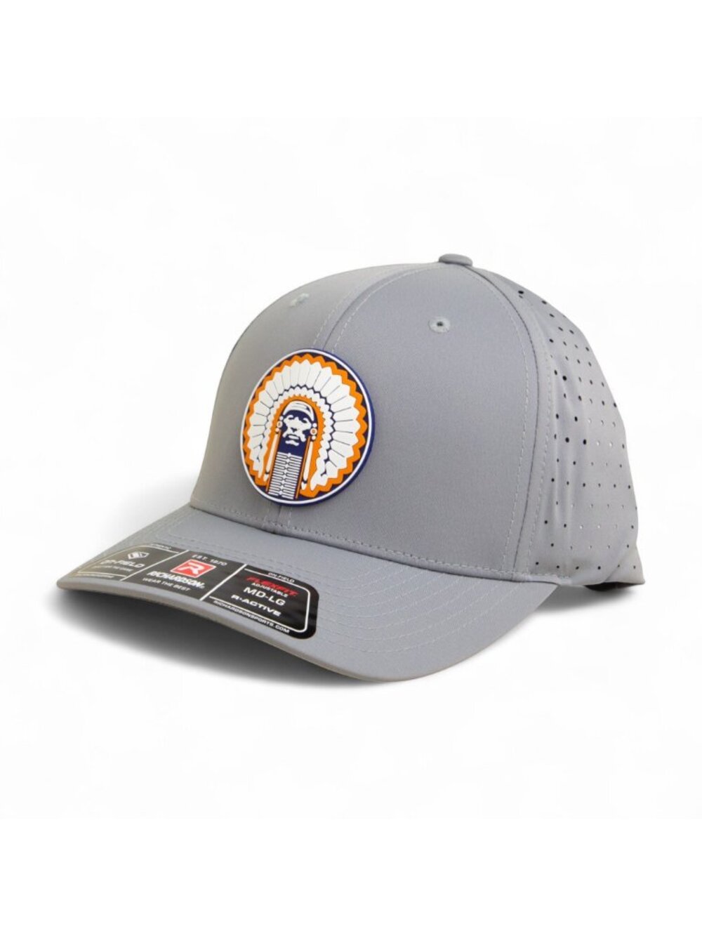 Illinois Fighting Illini Chief Illiniwek 3D Laser Perf R-Flex Cap- Grey